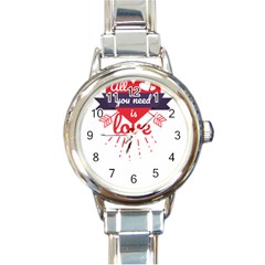 All You Need Is Love Round Italian Charm Watch