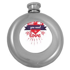 All You Need Is Love Round Hip Flask (5 Oz)