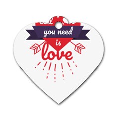 All You Need Is Love Dog Tag Heart (two Sides)