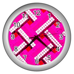 Pop Art Mosaic Wall Clock (silver) by essentialimage365