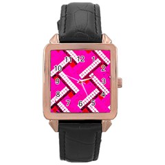 Pop Art Mosaic Rose Gold Leather Watch  by essentialimage365