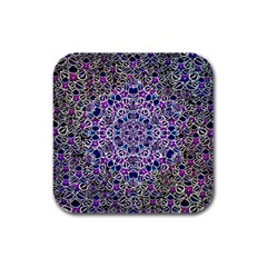 Digital Painting Drawing Of Flower Power Rubber Square Coaster (4 Pack)  by pepitasart