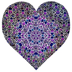 Digital Painting Drawing Of Flower Power Wooden Puzzle Heart by pepitasart