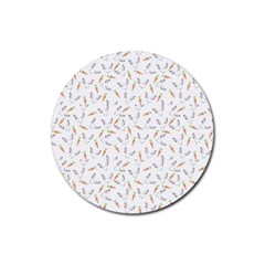 Cute Bunnies And Carrots Pattern, Light Colored Theme Rubber Round Coaster (4 Pack)  by Casemiro