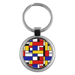 Stripes And Colors Textile Pattern Retro Key Chain (round)