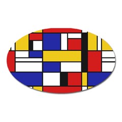 Stripes And Colors Textile Pattern Retro Oval Magnet by DinzDas