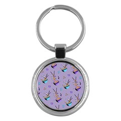 Japanese Ramen Sushi Noodles Rice Bowl Food Pattern Key Chain (round) by DinzDas