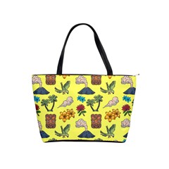 Tropical Island Tiki Parrots, Mask And Palm Trees Classic Shoulder Handbag by DinzDas