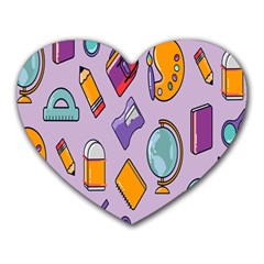Back To School And Schools Out Kids Pattern Heart Mousepads by DinzDas
