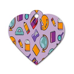 Back To School And Schools Out Kids Pattern Dog Tag Heart (one Side) by DinzDas