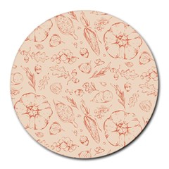 Thanksgiving Flowers And Gifts Pattern Round Mousepads by DinzDas