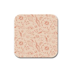 Thanksgiving Flowers And Gifts Pattern Rubber Square Coaster (4 Pack)  by DinzDas