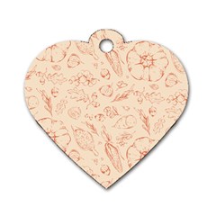 Thanksgiving Flowers And Gifts Pattern Dog Tag Heart (one Side) by DinzDas