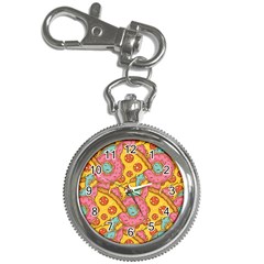 Fast Food Pizza And Donut Pattern Key Chain Watches by DinzDas