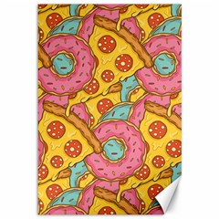 Fast Food Pizza And Donut Pattern Canvas 12  X 18  by DinzDas