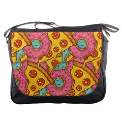 Fast Food Pizza And Donut Pattern Messenger Bag by DinzDas