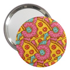 Fast Food Pizza And Donut Pattern 3  Handbag Mirrors by DinzDas