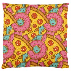 Fast Food Pizza And Donut Pattern Large Flano Cushion Case (two Sides) by DinzDas