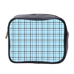 Sky Blue Tartan Plaid Pattern, With Black Lines Mini Toiletries Bag (two Sides) by Casemiro