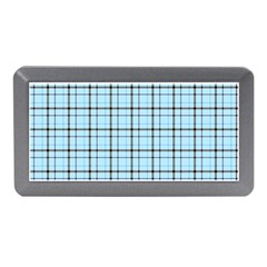 Sky Blue Tartan Plaid Pattern, With Black Lines Memory Card Reader (mini) by Casemiro