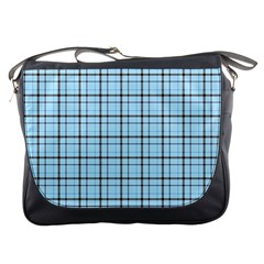 Sky Blue Tartan Plaid Pattern, With Black Lines Messenger Bag by Casemiro