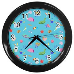 Summer  Beach  The Sun Wall Clock (black) by SychEva