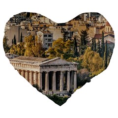 Athens Aerial View Landscape Photo Large 19  Premium Flano Heart Shape Cushions by dflcprintsclothing