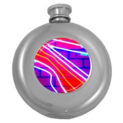 Pop Art Neon Lights Round Hip Flask (5 Oz) by essentialimage365