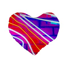 Pop Art Neon Lights Standard 16  Premium Heart Shape Cushions by essentialimage365