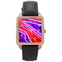 Pop Art Neon Lights Rose Gold Leather Watch  by essentialimage365