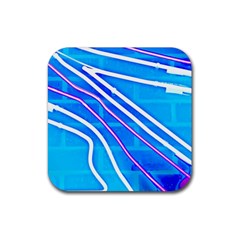 Pop Art Neon Wall Rubber Coaster (square)  by essentialimage365