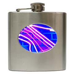 Pop Art Neon Wall Hip Flask (6 Oz) by essentialimage365