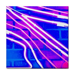 Pop Art Neon Wall Face Towel by essentialimage365