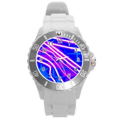 Pop Art Neon Wall Round Plastic Sport Watch (l) by essentialimage365