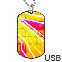 Pop Art Neon Wall Dog Tag Usb Flash (two Sides) by essentialimage365