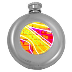 Pop Art Neon Wall Round Hip Flask (5 Oz) by essentialimage365