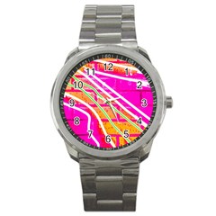 Pop Art Neon Wall Sport Metal Watch by essentialimage365