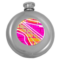 Pop Art Neon Wall Round Hip Flask (5 Oz) by essentialimage365