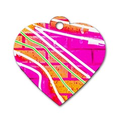 Pop Art Neon Wall Dog Tag Heart (one Side) by essentialimage365