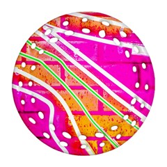 Pop Art Neon Wall Round Filigree Ornament (two Sides)
