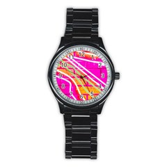 Pop Art Neon Wall Stainless Steel Round Watch by essentialimage365