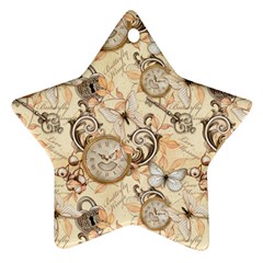 Clock Butterfly Pattern Star Ornament (two Sides) by designsbymallika