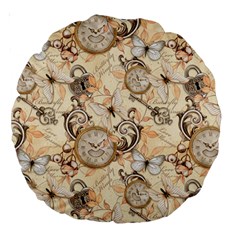 Clock Butterfly Pattern Large 18  Premium Round Cushions