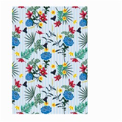 Blue Floral Stripes Large Garden Flag (two Sides) by designsbymallika