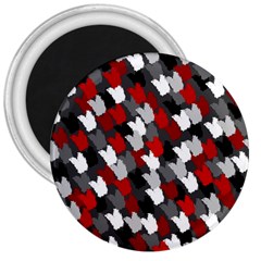 Abstract Paint Splashes, Mixed Colors, Black, Red, White 3  Magnets