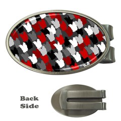 Abstract Paint Splashes, Mixed Colors, Black, Red, White Money Clips (oval) 