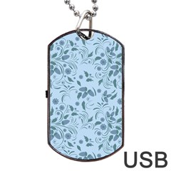 Folk Floral Art Print  Flowers Abstract Art  Poster  Dog Tag Usb Flash (two Sides) by Eskimos