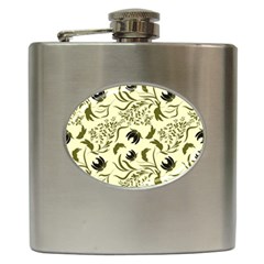 Folk flowers art pattern Floral abstract surface design  Seamless pattern Hip Flask (6 oz)