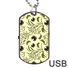 Folk Flowers Art Pattern Floral Abstract Surface Design  Seamless Pattern Dog Tag Usb Flash (two Sides) by Eskimos