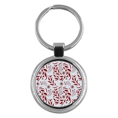 Folk Flowers Art Pattern Floral Abstract Surface Design  Seamless Pattern Key Chain (round) by Eskimos